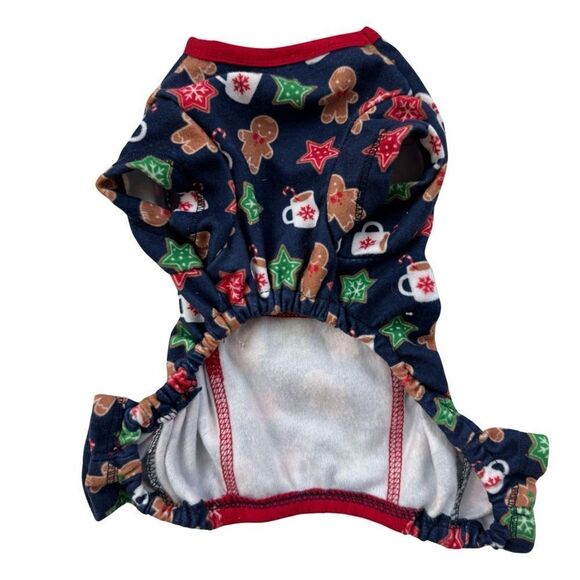 Pup Crew Gingerbread & Hot Cocoa Print Knit Pet Pajamas XS NWOT - Picture 5 of 7